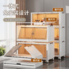 Lazy space installation-free small cupboard kitchen storage rack dish rack tableware storage cabinet kitchen utensils dust-proof storage rack hot-selling recommendation 45CM double layer-swivel wheel installation-free foldable/shelf load-bearing/falling free compensation