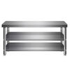 Thickened stainless steel workbench, kitchen workbench, multifunctional vegetable cutting table, commercial customizable loading table, packing table, double layer (without density board), length 100*width 70*height 80cm