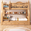 Leiyang bunk bed, upper and lower bunk beds, high and low beds, all solid wood, adult wooden bed, small apartment, two floors, ladder cabinet, bookshelf + double drawers + brown cushion * 2 upper 115 lower 135