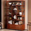 Mianmei Bogu rack solid wood new Chinese style tea display cabinet tea room tea cabinet modern simple Duobao Pavilion ornaments storage shelf 120 with door with drawer walnut color no specifications
