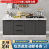 Qinkai marble slate cabinets, stove cabinets, home kitchen kitchen cabinets, integrated rental housing, simple stainless steel sink cabinets, 2 meters, three drawers, double basins, remarks left and right