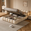 Nanshi home bed Italian minimalist puff bed double bed ins cream style milk velvet internet celebrity wedding bed bread master bedroom fabric bed thickened solid wood frame bed 1.8*2 meter frame/upgraded version/ten centimeter board
