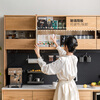Genji Wood Language Nordic Solid Wood Sideboard Modern Simple Multi-Function Perforated Board Storage Cabinet High Cabinet Microwave Cabinet 1.5 Meter Rock Slab Sideboard (38cm Deep) + On Shelf