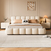 Nanshi home bed Italian minimalist puff bed double bed ins cream style milk velvet internet celebrity wedding bed bread master bedroom fabric bed thickened solid wood frame bed 1.8*2 meter frame/upgraded version/ten centimeter board