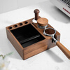 MOJAE nine-hole walnut coffee tamping base, tamper powder spreader handle, wooden base, coffee utensil storage base, nine-hole combination wooden base set, 51mm set