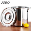 JOBO commercial soup bucket thickened stainless steel bucket with lid 30cm storage bucket oil water rice noodle bucket slant bucket