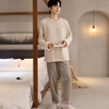 Anjiren Men's Pajamas Men's Autumn and Winter Plus Velvet Flannel Pullover Can Be Weared Outside Home Clothes Set Embroidered Rice 2XL