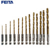 FEITA hexagonal handle twist drill bit set rechargeable drill high-speed steel reamer drill 1.5-6.5mm electric screwdriver bit titanium-plated twist drill bit 13-piece set