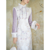 Chuchan Yishi new Chinese style national style dress for women 2025 new winter brushed plus velvet fake two-piece oblique placket buckle slim cheongsam Charming Purple M (pre-order)