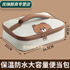 Baichunbao student lunch box bag handbag square flat insulated lunch box bag lunch box handbag with rice bag lunch bag square bear medium size