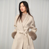 Eveli (eifini) Jiang Xin endorses all-wool cuffs removable decorative belt waist-cinching short double-sided woolen coat winter new style light brown L 165/88A
