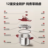 Thermos Pressure Cooker 100KPa One-hand Opening and Closing Stainless Steel Pressure Cooker Soup Pot Explosion-proof Stove General Annual Party Gift Gift Burgundy Red-Gold Capacity 22cm 6L