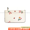 COACH Corner Zip Gold Logo Printed Flower Leather Wrist Bag Coin Purse Wallet Women's White Basic Pack (Bag + Dust Bag)