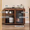 Genji Muyu solid wood mobile tea cabinet kettle integrated side table storage rack home living room with tea table 0.78 tea cabinet