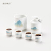 Blue printed Oriental Jingdezhen ceramic wine set white wine dispenser wine warmer wine glass combination Chinese style home party gift box Longyin Qianli Jiangshan wine set