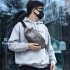 Kangaroo Men's Casual Versatile Lightweight New Retro Simple Temperament Fashionable Large Capacity Crossbody Shoulder PU Waist Bag Gray