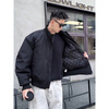 Bo Mingchen bomber jacket men's autumn and winter cotton new American high-end thickened workwear jacket top men black L (recommended 115-130 pounds)