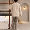 Anjiren Men's Pajamas Men's Autumn and Winter Plus Velvet Flannel Pullover Can Be Weared Outside Home Clothes Set Embroidered Rice 2XL