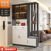 Ye Yu Qingshe solid wood entrance cabinet shoe cabinet integrated simple multi-functional living room entrance partition cabinet wine cabinet shoe stool storage cabinet goods upstairs solid wood board self-installation starry sky gray 80cm long left stool + smart sensor light
