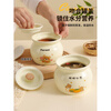 Fat Donglai's same style straight earthenware pot ceramic stew pot for one person, water-proof soup stew for home use, cream color Ruyi Bear + Flower Bear 400ml