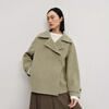 OVV Autumn and Winter Hot Sale Women's Simple Fashionable Lapel Short Warm Wool Double-sided Wool Coat Matcha Green L