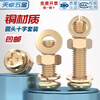 Tianzhuo Hardware National Standard Pure Brass Full Copper Round Head Cross Screw Flat Spring Washer Nut Combination Set Pan Head Machine Screw M5*30 (2 Sets)