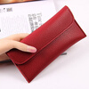 Kangaroo (KANGAROO) new women's bag women's long wallet women's fashion bag thin student wallet simple buckle card slot wallet pink