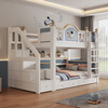 Ziwei all solid wood bunk bed, double bunk bed, upper and lower bunk beds with the same width, children's bed, small apartment, two-story high and low bed, ladder cabinet + bookshelf + double drawers, free 6D latex mattress, upper bunk width 120cm* bottom bunk width 120cm