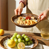 Sheli imitation rattan woven snack basket snack plate French fries plate fried chicken dinner plate home fruit basket restaurant snack plate steamed bun basket round shallow basket - large (diameter 28.5cm)