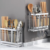 Xinwujia kitchen chopstick cage 304 stainless steel storage rack household wall-mounted punch-free storage basket spoon drain box basket three compartments - hook type 304 stainless steel