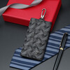 Pierre Cardin classic printed key bag car key bag waist hanging multi-functional household small bag unisex gift boyfriend PVC gray black 110*64*20 mm