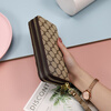 Chongsukei small&ck long wallet women's 2025 new jacquard Valentine's Day fashion double zipper clutch bag mobile phone bag jacquard brown