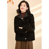 Kebei's double-sided Xiaoxiangfeng woolen coat for women winter new style plus velvet thickened plush short top black M