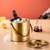 Yanxing 304 steel appearance ice bucket home bar KTV portable beer champagne red wine outdoor picnic fruit cold storage silver 304 stainless steel double-layer ice bucket 1.6L delivery clip