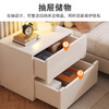 Xiule solid wood ecological board bedside table home bedroom bedside storage rack 2024 new light luxury high-end storage cabinet solid wood ecological board double pump cream white 40cm