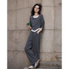 Demana Gray Suit Spring Lazy Long Sleeve Top Elastic Waist Straight Pants Covering Women's Knitted Two-piece Set
