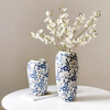 Fan Ye's home-style retro blue and white porcelain ceramic vase, high-end water-based flower arrangement, fresh flowers, living room, entrance hall, restaurant decoration