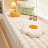 Gu Ci Internet celebrity rabbit plush bay window cushion window sill cushion 2025 new winter high-end balcony bedroom winter cushion blanket massage rabbit plush - milk white 70*120cm