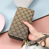 Chongsukei small&ck long wallet women's 2025 new jacquard Valentine's Day fashion double zipper clutch bag mobile phone bag jacquard brown