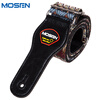 MOSEN MBD03 leather head thickened woven cotton folk guitar strap electric guitar bass guitar strap red and black