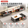 Mushun light luxury coffee table TV cabinet modern simple home living room storage cabinet small apartment retractable TV cabinet combination retractable coffee table 1.1-1.8 meters light luxury gray