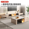 Mushun light luxury coffee table TV cabinet modern simple home living room storage cabinet small apartment retractable TV cabinet combination retractable coffee table 1.1-1.8 meters light luxury gray