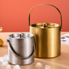Yanxing 304 steel appearance ice bucket home bar KTV portable beer champagne red wine outdoor picnic fruit cold storage silver 304 stainless steel double-layer ice bucket 1.6L delivery clip