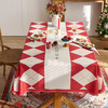 2026 New Year tablecloth red festive tablecloth atmosphere tablecloth plaid cloth Chinese style round table decoration cloth English red 140*200CM dining table