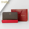 Goldlion Wallet Women's 2025 New Clutch Printed Long Zipper Multifunctional Coin Purse Women's Wallet Clutch Dark Brown