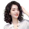 German quality wig piece for women to add fluffy hair volume to cover white hair, thin and traceless curly hair, full real hair, side-swept bangs 35cm - dark brown