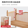 Beech wood spliced bed crib solid wood children's bed widened children's bedside bed with raised guardrails single bed (three side guardrails) + 6cm removable and washable coconut palm mattress 150*60CM side lift all beech