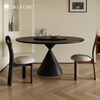 Delifeng Slate Dining Table Home Medieval Style Dining Table Round Table Black Minimalist Thickened Full Support Carbon Steel Retro Round Dining Table Single Dining Table 1.2 Meter Table Without Turntable Swallowtail Butterfly
