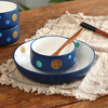 Qian Dong bowl and chopsticks set for one person, special bowls and chopsticks for couples, new exquisite and high-looking ceramic set, single bowl, bowl, chopsticks and spoon (dark blue) 3-piece set