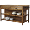 Ling Yuxun customized center island kitchen American solid wood retro storage cabinet mobile narrow sideboard kitchen counter kitchen in operation Solid wood countertop 140*60*85cm 3 drawers without doors